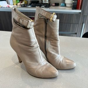 Miu miu gray boots with gold accents